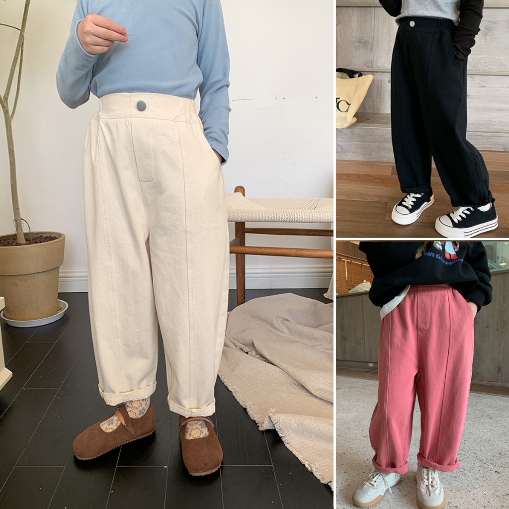 Quần dài ống rộng thu đông cho bé gái và bé trai AMBBKIDS kiểu dáng Hàn Quốc sành điệu, chất cotton cao cấp mềm mại