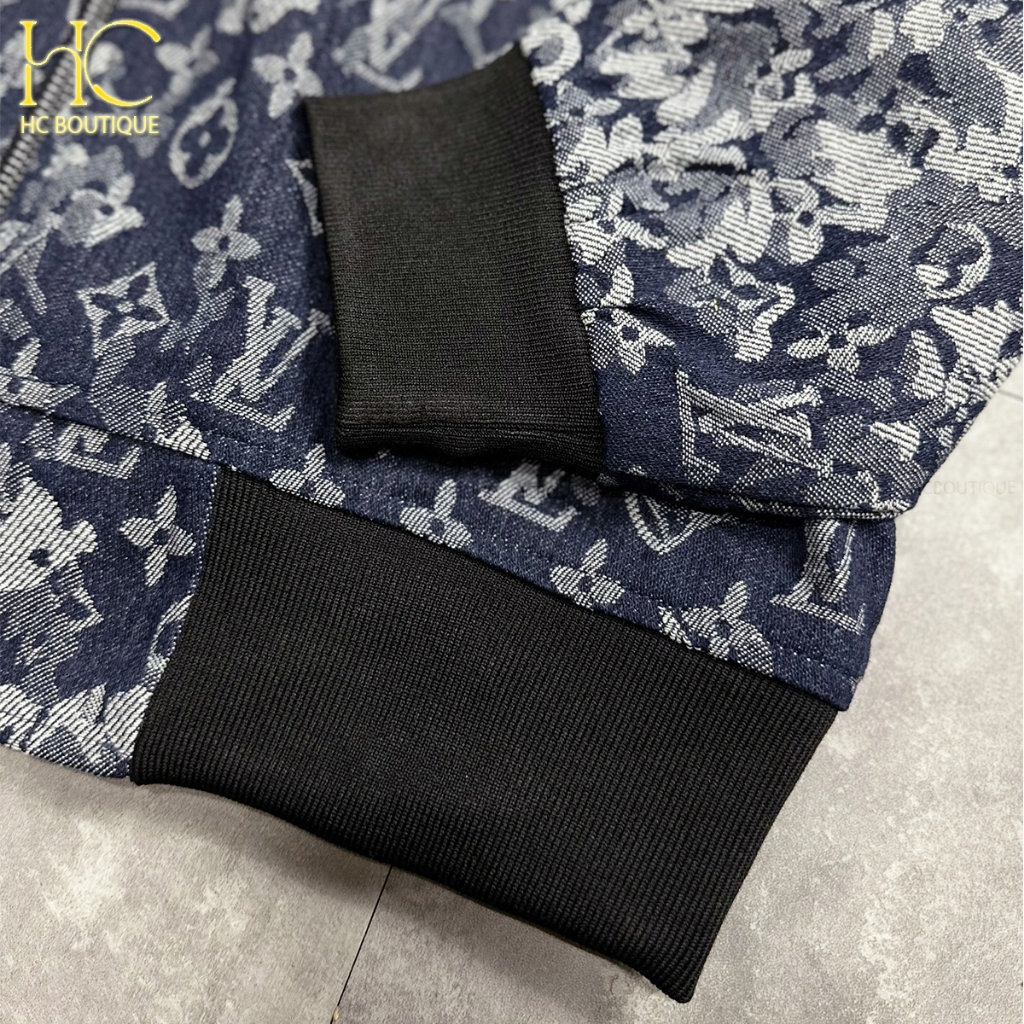 Áo bomber LV cực đẳng cấp, áo khoác họa tiết xanh nam nữ, hàng xịn full tag mac