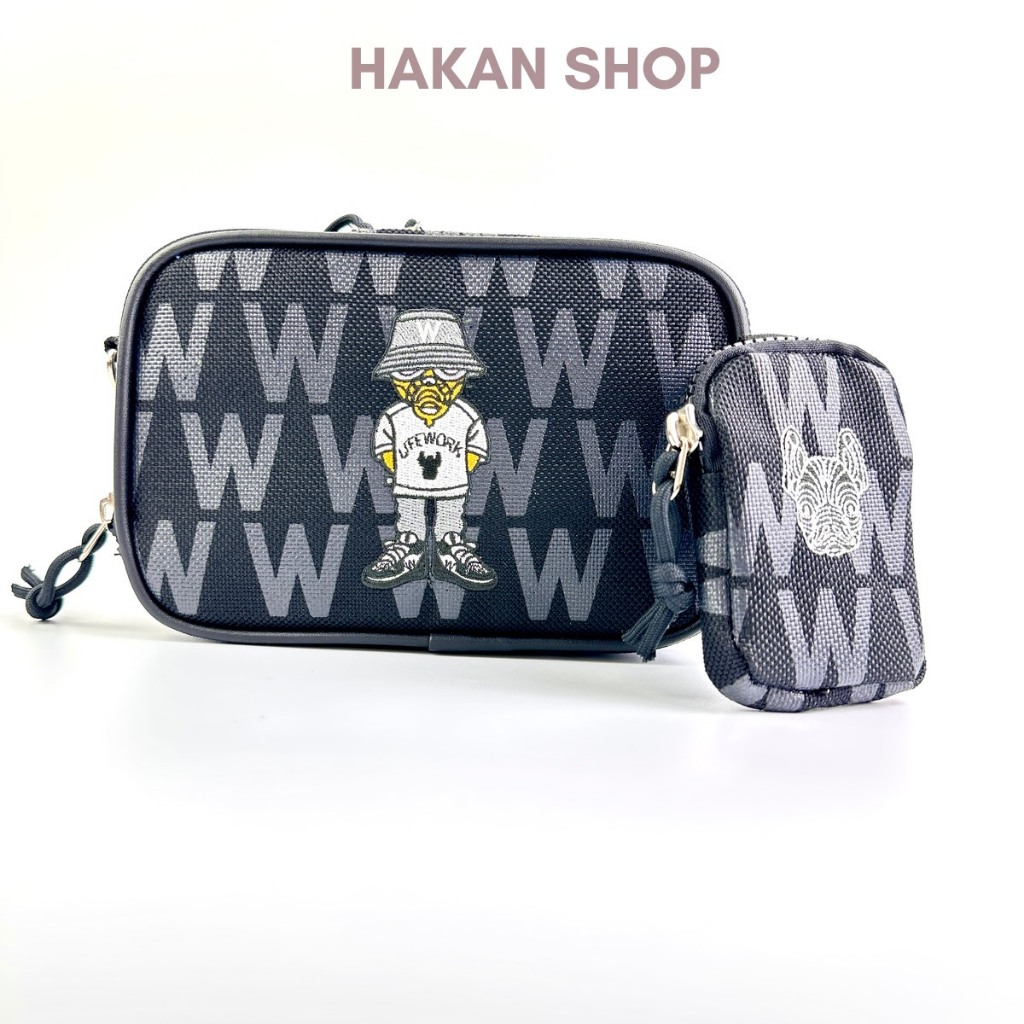 Túi Đeo Chéo Nam Nữ Thời Trang Cao Cấp Life Work Size 19Cm*15Cm*5,5Cm Chất Liệu Vải Cavas D840 Trược Nước Logo Thêu 3D