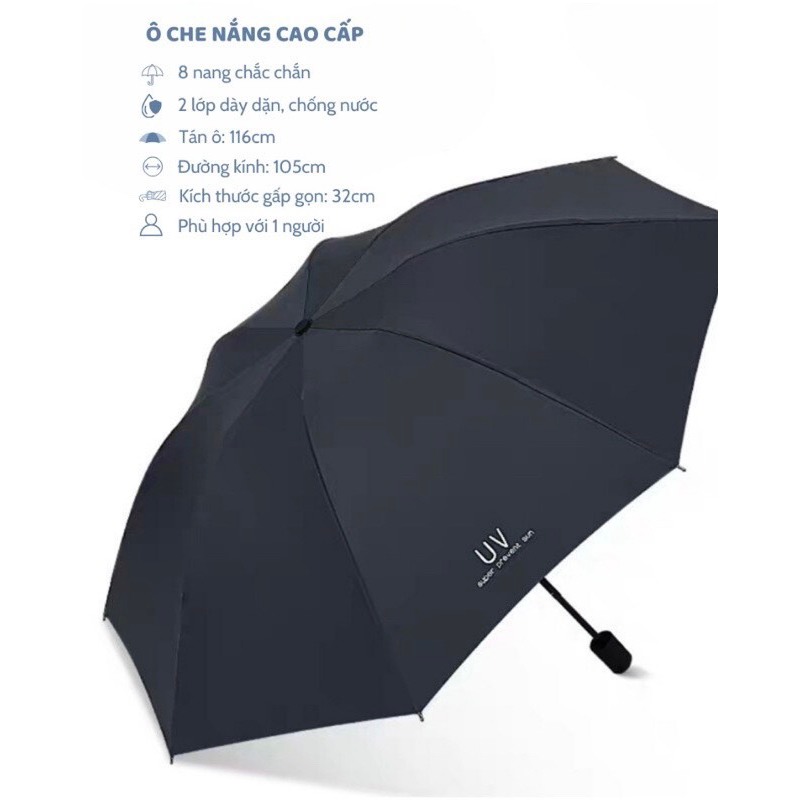 Ô dù che mưa đi nắng TA Store 10 nan mở tự động gấp nhỏ gọn cầm tay 2 chiều cỡ lớn