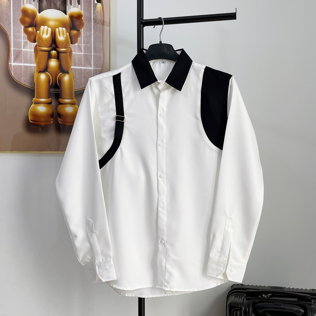 Áo sơ mi nam trắng tay ngắn LV kiểu đẹp in họa tiết mẫu mới nhất cao cấp AHFASHION