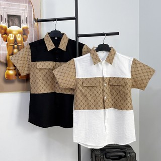 Áo sơ mi đũi nam dài tay phối họa tiết nhúng màu mẫu mới cao cấp AHFASHION