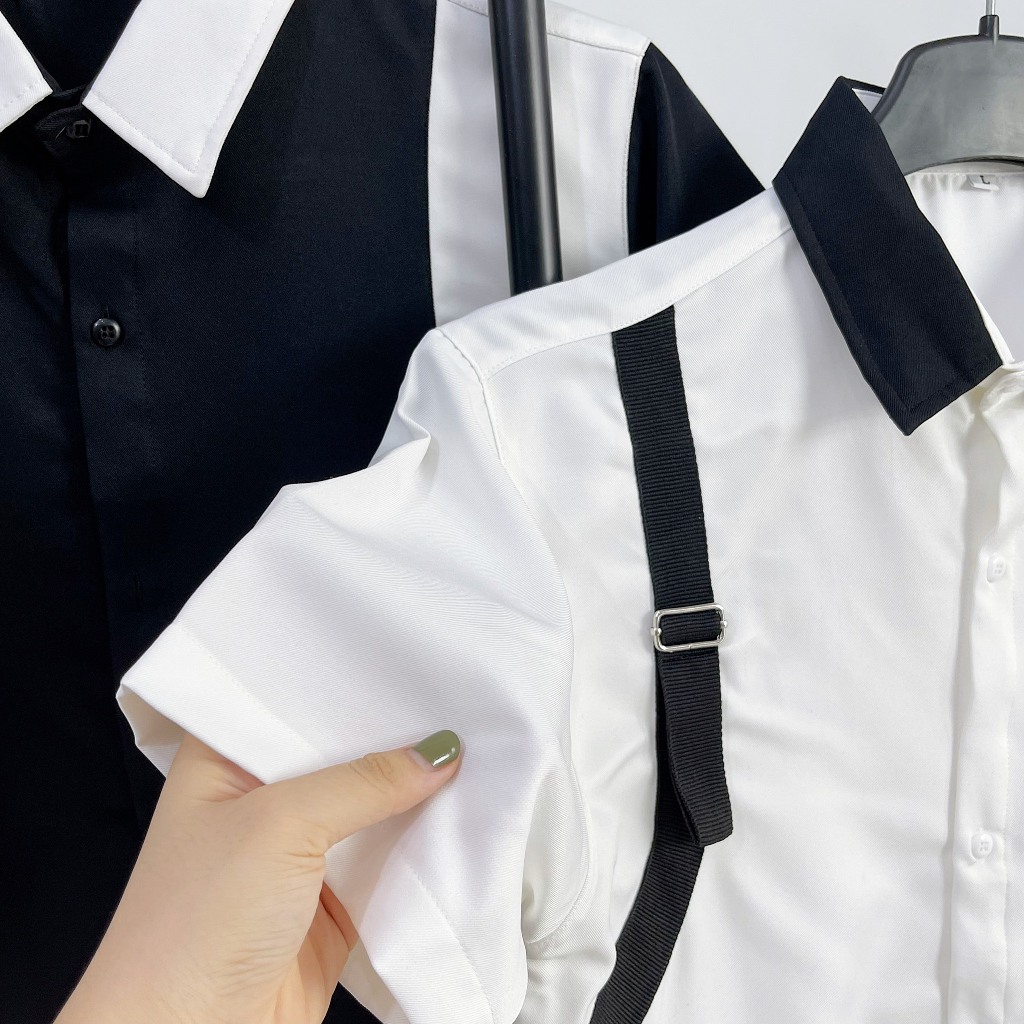 Áo sơ mi nam trắng tay ngắn LV kiểu đẹp in họa tiết mẫu mới nhất cao cấp AHFASHION