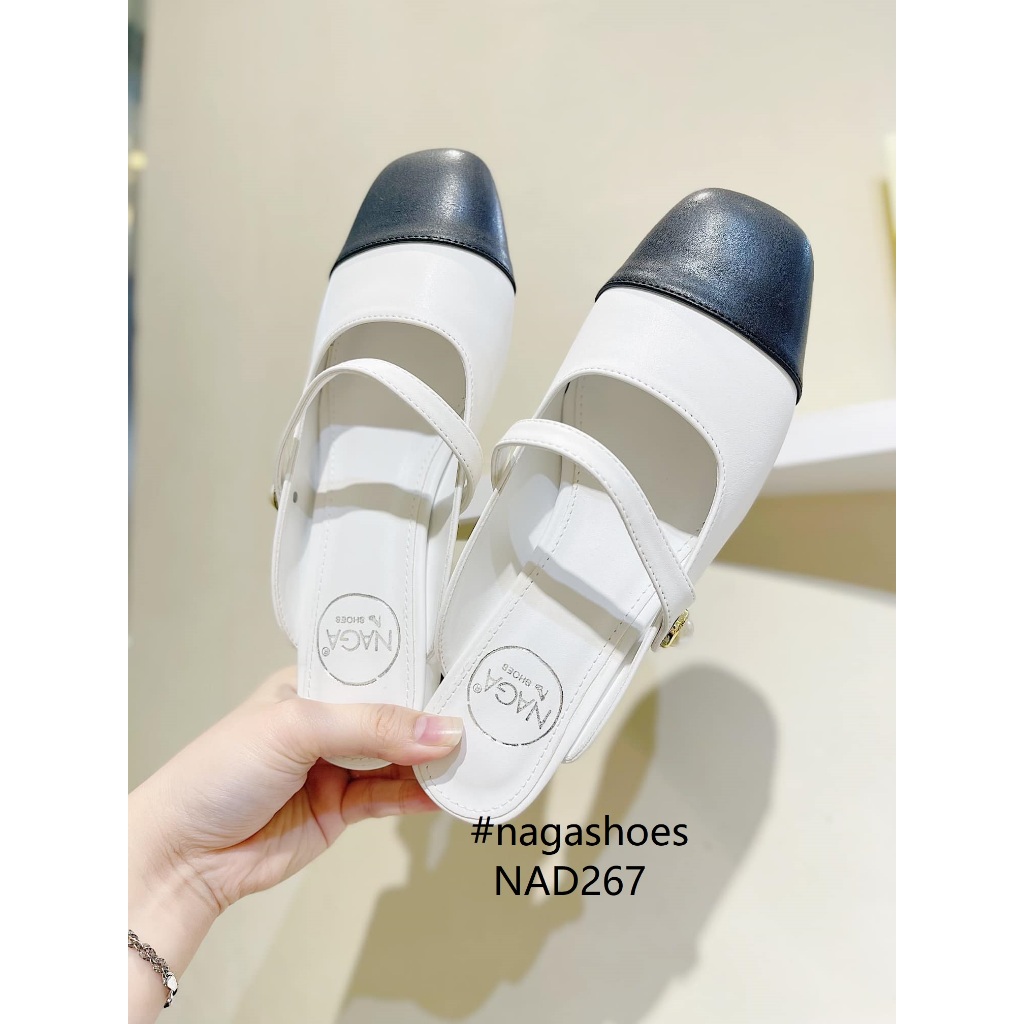 DÉP NAGASHOES SỤC MŨI VUÔNG ĐÍNH NGỌC 2P NAD267
