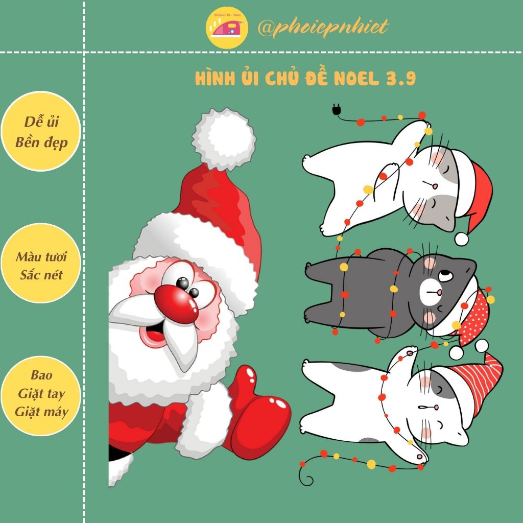 Hình ép, ủi nhiệt chủ đề noel dễ thương tách lẻ hình 03