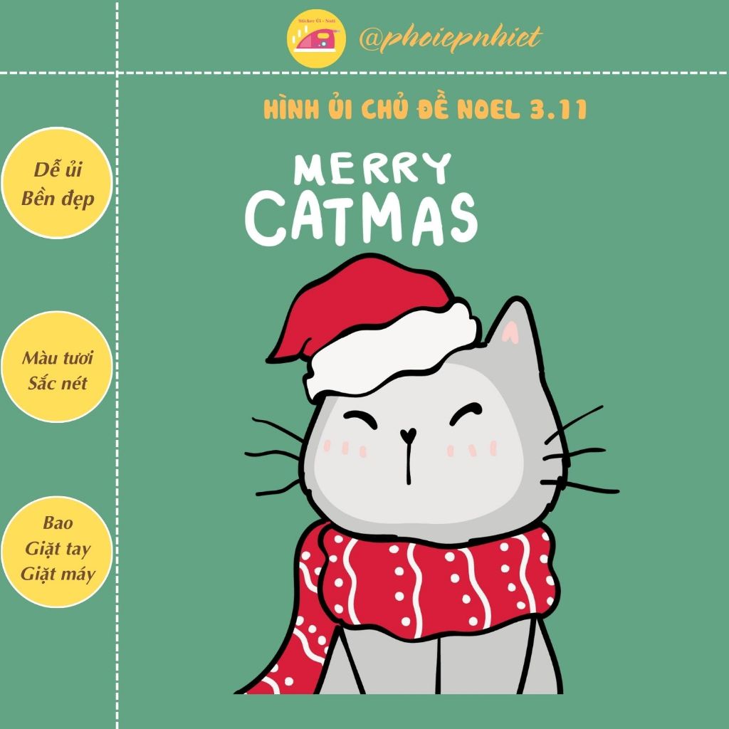 Hình ép, ủi nhiệt chủ đề noel dễ thương tách lẻ hình 03