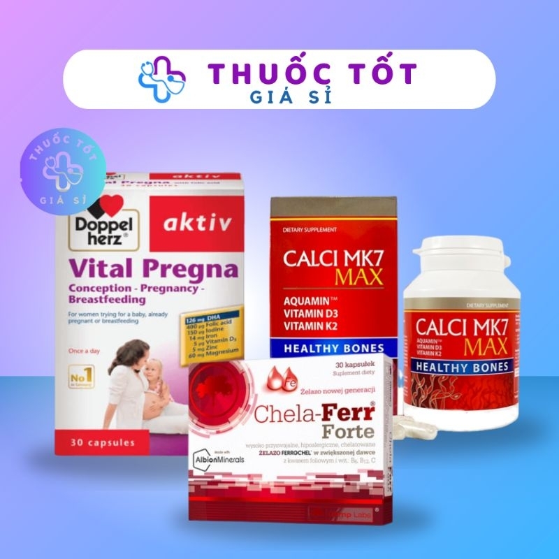 Combo Vitamin Bầu, Sắt Bầu Hữu Cơ, Canxi Bầu Hữu Cơ, bổ sung vitamin khoáng chất, acid folic cho bà 