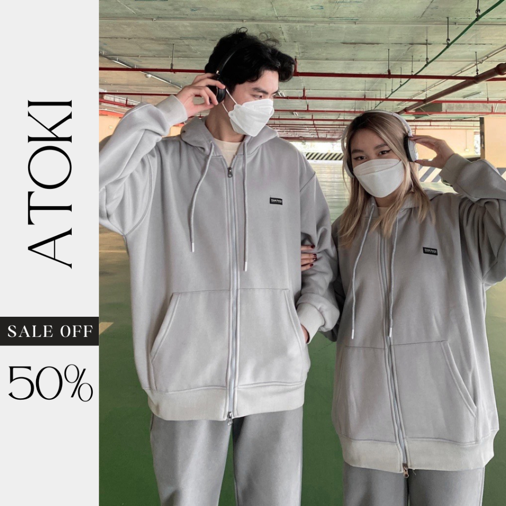 [Mã INBAU40 giảm 40K đơn 249K] Áo khoác nỉ hoodie ATOKI dáng rộng unisex nam nữ nặc đôi thêu nổi WZS 919 P9K9