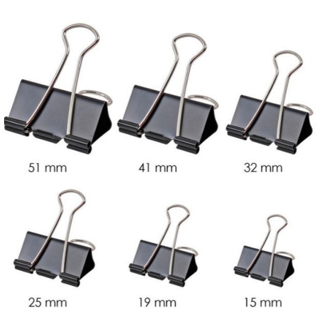 Combo 6 /12 cái Kẹp tài liệu sắt, Kẹp bướm 15mm-19mm - Giao ngẫu nhiên hãng Deli/ Hồng Hà/ Echo