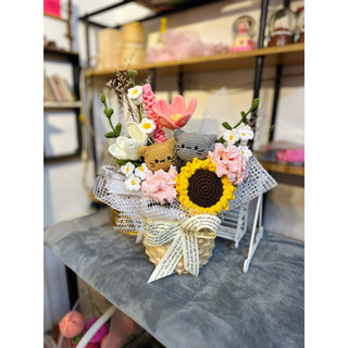 GIỎ HOA LEN HANDMADE THEO YÊU CẦU