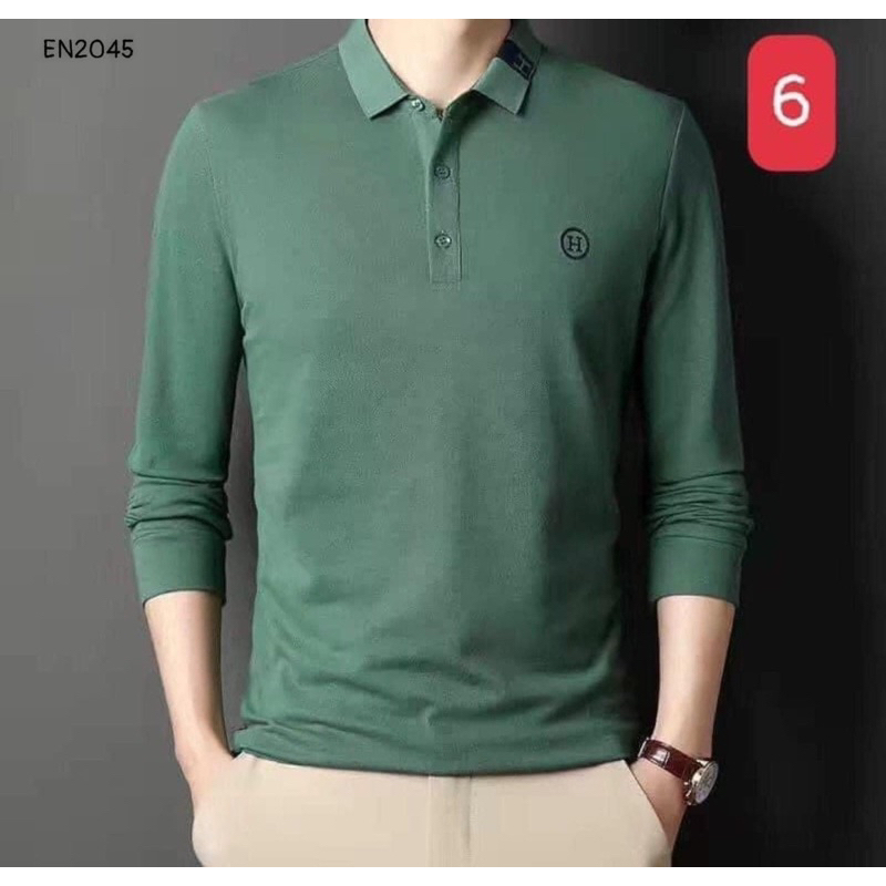 Áo polo nam dài tay hàng QC mẫu mới 2023