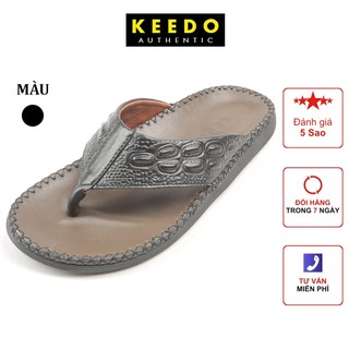 Dép kẹp nam đế may sẵn da bò thật keedo tn-c19