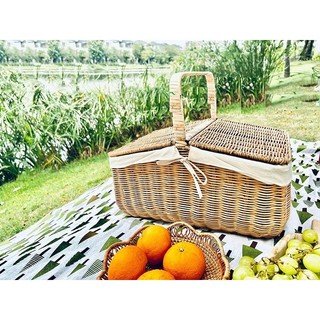 Giỏ picnic xách tay đan (giấy Se, coi, may đựng đồ trong shop, da ngoai, du lich