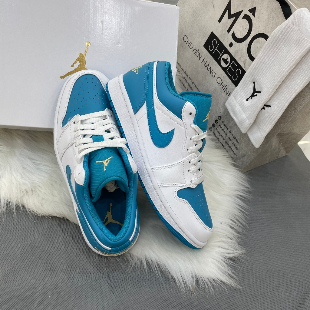 GIÀY AIR JORDAN 1 LOW AQUATONE - *XANH / TRẮNG* - CODE : 553560-174
