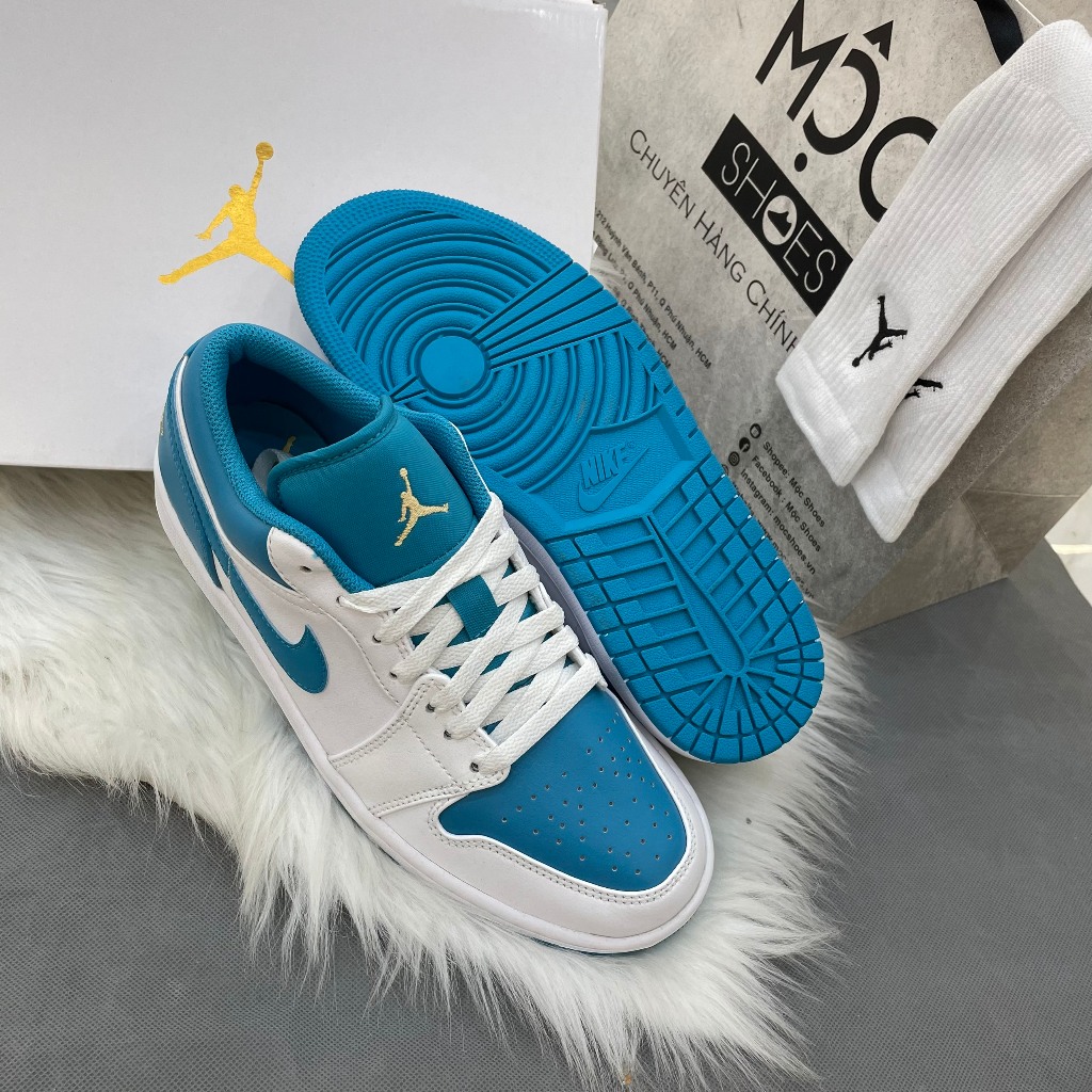 GIÀY AIR JORDAN 1 LOW AQUATONE - *XANH / TRẮNG* - CODE : 553560-174