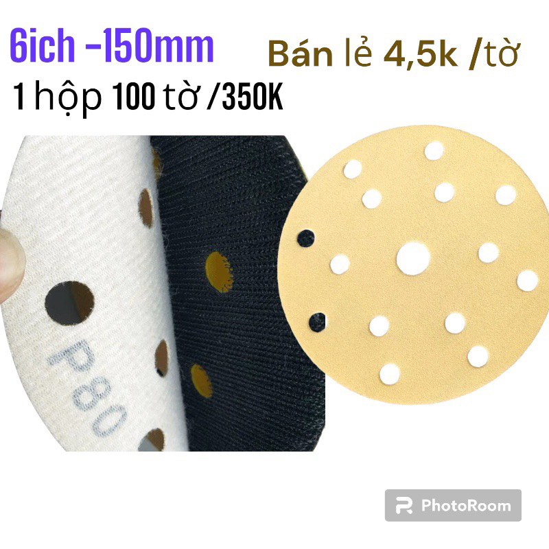 Giấy nhám tròn 6ich 150mm tự dính