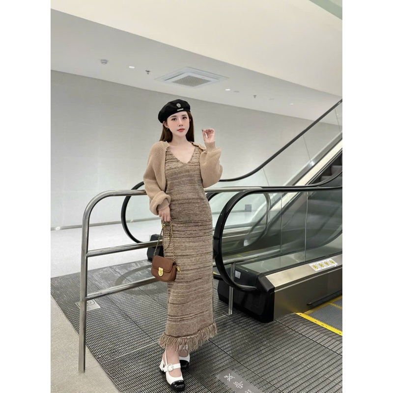 [Mã FATP17 giảm 50K đơn 200K] Váy bầu thu đông chất len dáng suông Aidenshop Đầm bầu len thiết kế