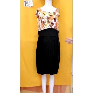 đầm thun hoa phối chân váy thun đen. S758