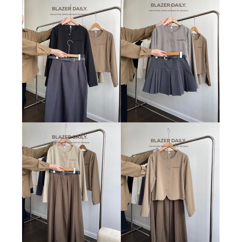 2318-2 ÁO BLAZER CỔ TRÒN DÀI TAY 3 CÚC