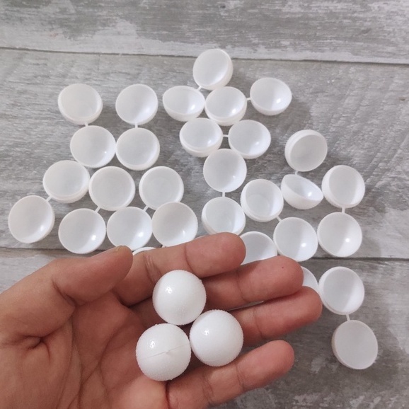 50 Vỏ Viên Hoàn Màu Trắng - Quả Bóng Mở Đôi 2,1Cm