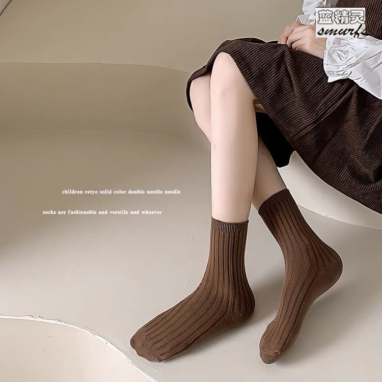 Set 5 Đôi Tất Len Gân Tăm Cổ Cao Vintage Cho Các Bé Siêu Xinh CCa