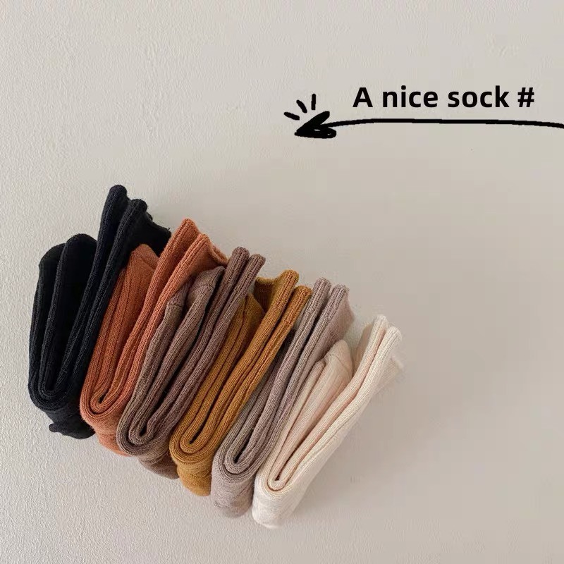 Set 5 Đôi Tất Len Gân Tăm Cổ Cao Vintage Cho Các Bé Siêu Xinh CCa