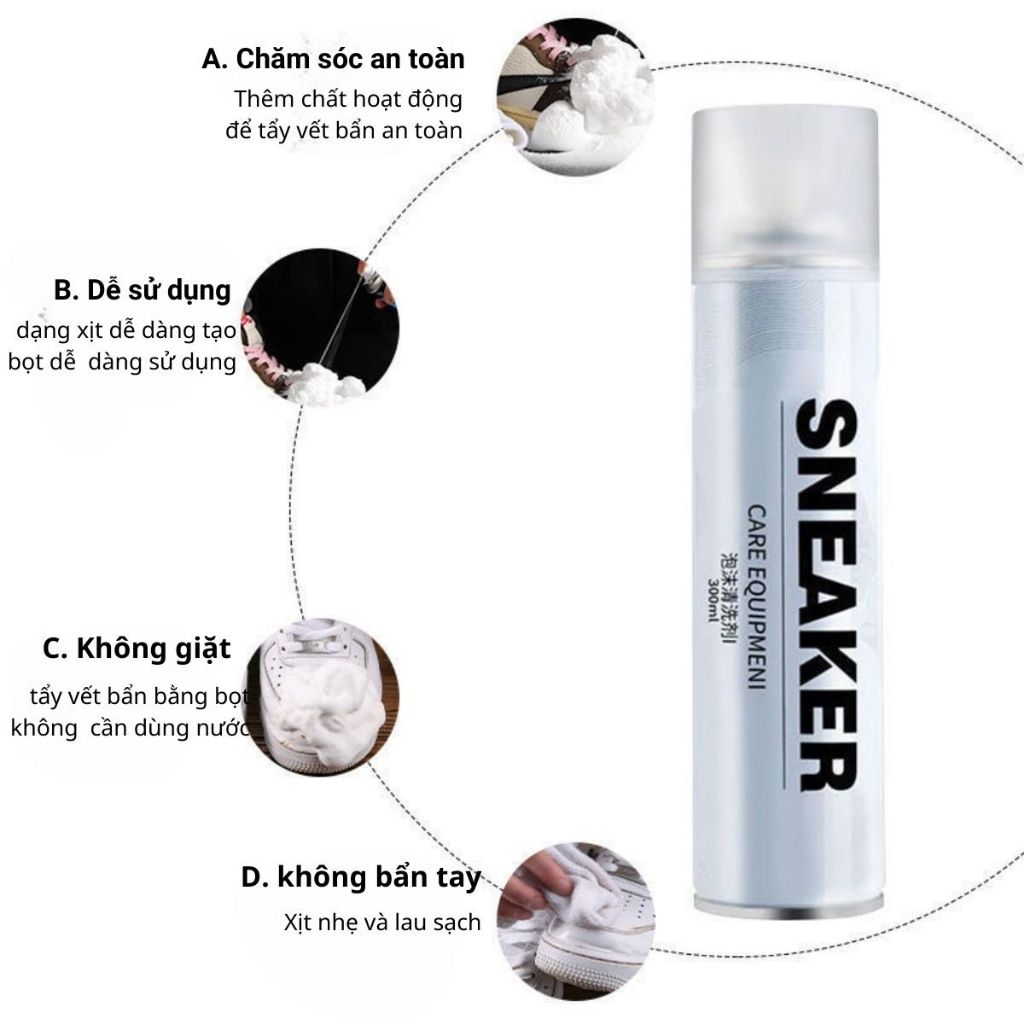 Chai Vệ Sinh Giày Sneaker SIÊU TRẮNG SÁNG tặng nắp bàn chải