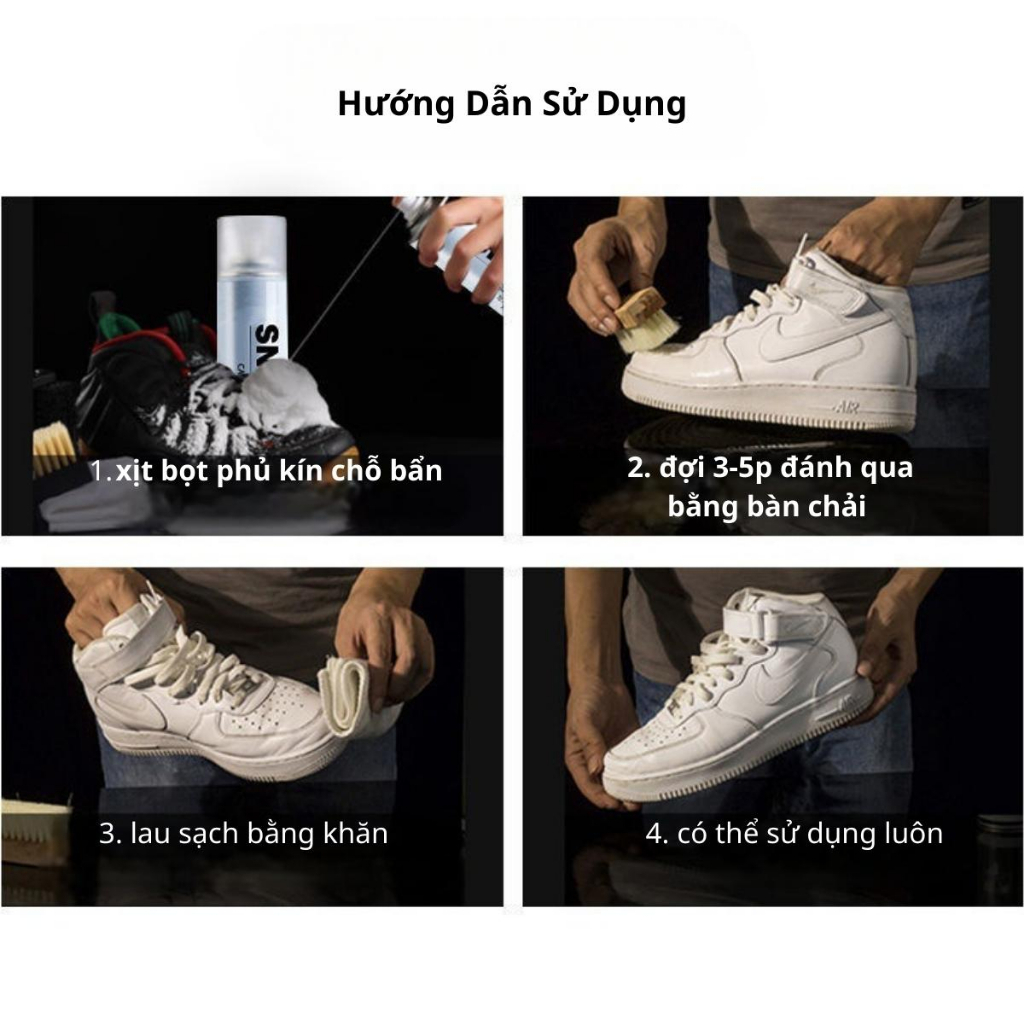 Chai Vệ Sinh Giày Sneaker SIÊU TRẮNG SÁNG tặng nắp bàn chải