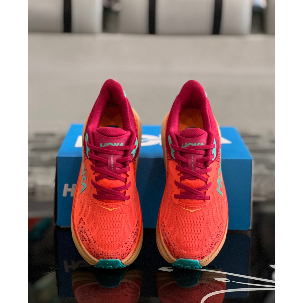 Giày H0ka Challenger ATR 7 Unisex Dòng Trail Địa Hình Đi Bộ Nhẹ Màu Đỏ Nhạt Full Box Tặng Kèm Vớ