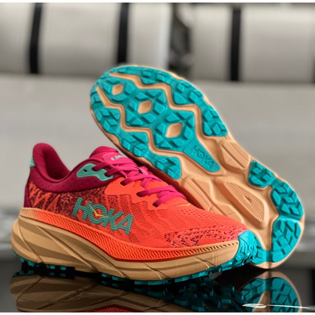Giày H0ka Challenger ATR 7 Unisex Dòng Trail Địa Hình Đi Bộ Nhẹ Màu Đỏ Nhạt Full Box Tặng Kèm Vớ