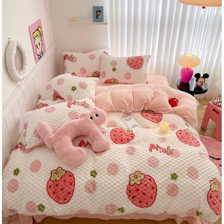 Bộ chăn ga gối nỉ nhung sữa cao cấp, Set chăn ga gối nỉ nhung 4 món đủ kích thước