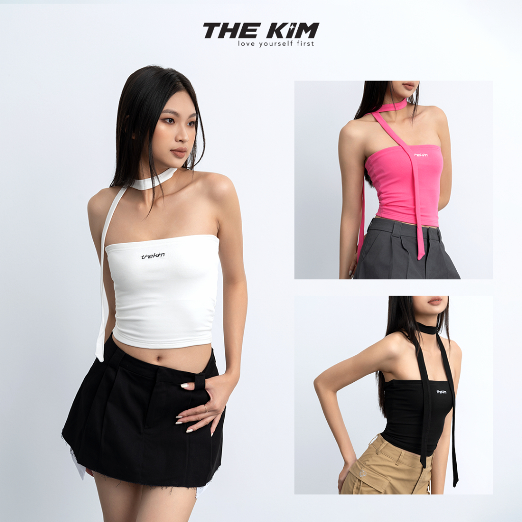 Áo ống croptop The Kim có mút ngực cao cấp, tặng kèm khăn cổ, áo quây croptop 2 lớp vải 100% cotton A208