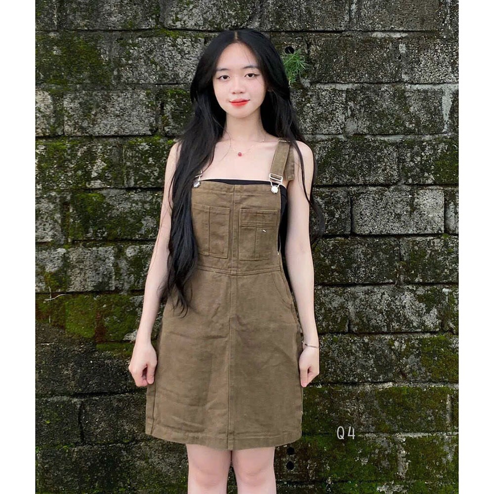 Yếm jean bò váy ngắn phối 2 túi trước thời trang | A&JEAN STORE