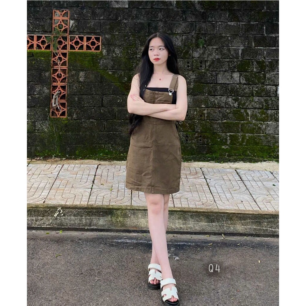 Yếm jean bò váy ngắn phối 2 túi trước thời trang | A&JEAN STORE