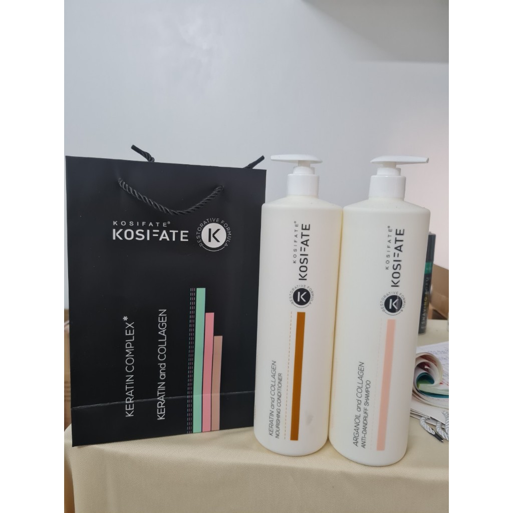 Cặp Dầu Gội Xả Dưỡng Sinh KOSIFATE Keratin Complexx 1000ml x2