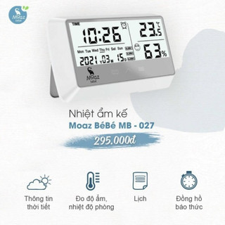 Nhiệt ẩm kế đa năng cao cấp mb027 moaz bébé mb-027 và nhiệt kế kts mb040 - an toàn cho mẹ và bé, bảo hành 12 tháng