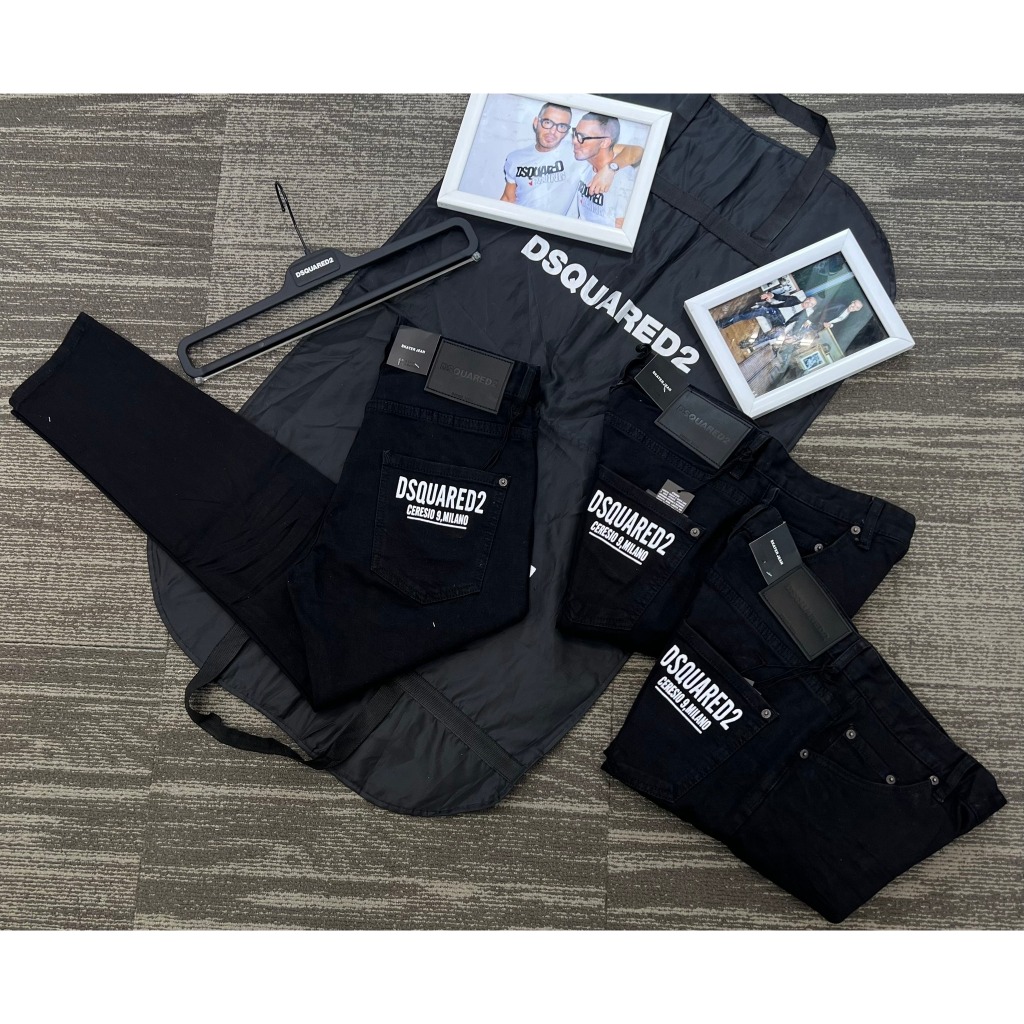 Quần Jeans Biker Dsq Đen Chữ Hoạ tiết túi sau Hàng Đẹp - Quần Jeans Bò Nam Dày Dặn Hot trend Giới trẻ
