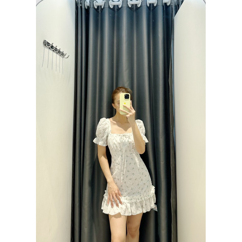 Đầm hoa viền bèo 2 màu