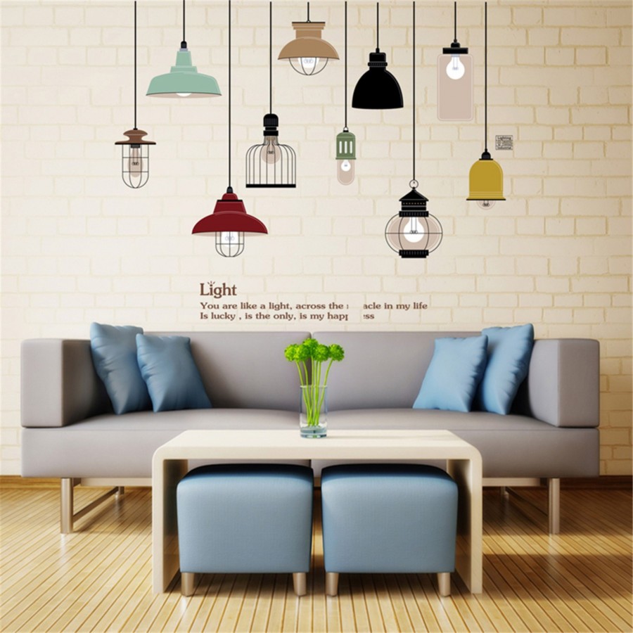 DECAL DÁN TƯỜNG CHÙM ĐÈN ĐỦ MÀU 2