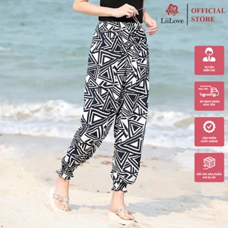 Quần Dài Nữ Alibaba Ống Rộng Vải Cotton Lụa Tập Yoga, Gym, Mặc Nhà, Đi Chơi Đi Biển- Phong Cách Hàn Quốc LIILOVE Mã ALBB