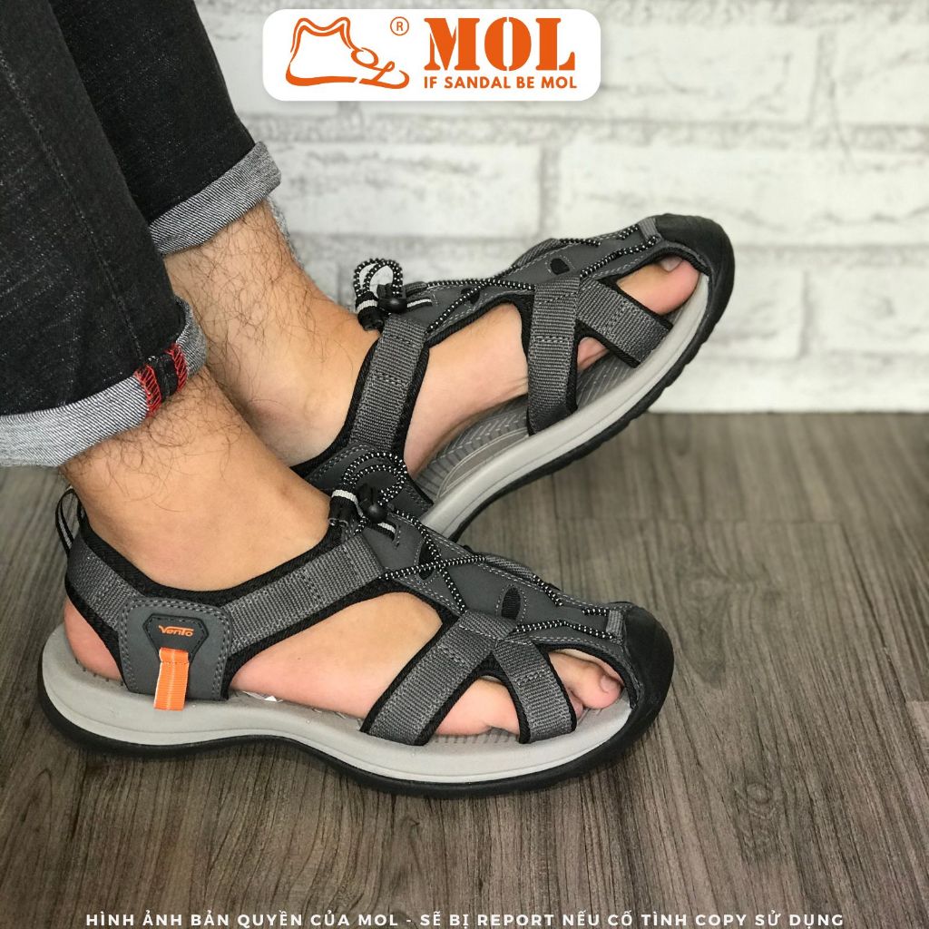 Giày sandal nam bít mũi Vento NV7606G màu xám có big size 44 45