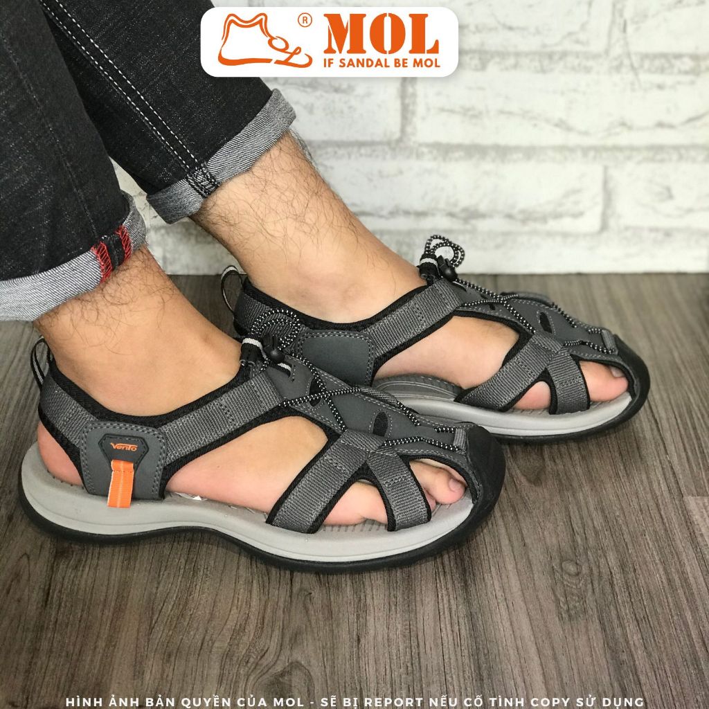 Giày sandal nam bít mũi Vento NV7606G màu xám có big size 44 45