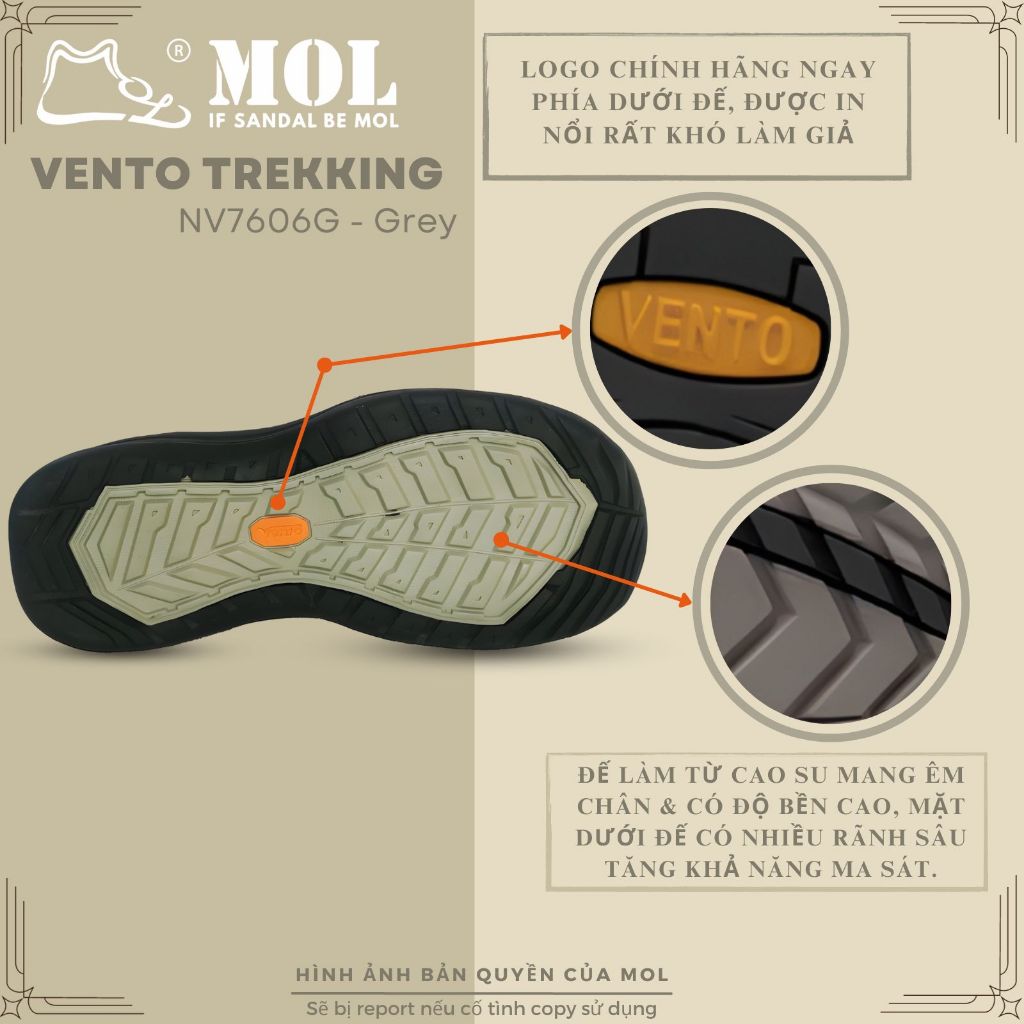 Giày sandal nam bít mũi Vento NV7606G màu xám có big size 44 45
