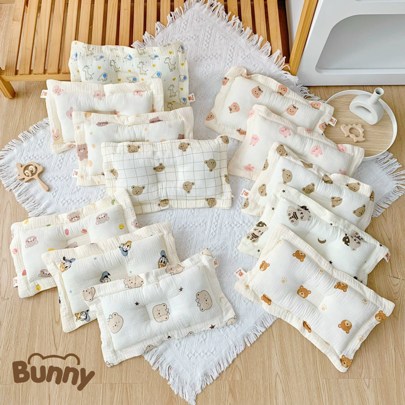 GỐI XÔ HÀN QUỐC CHỐNG BẸP ĐẦU CHO BÉ - Vải xô Muslin cao cấp