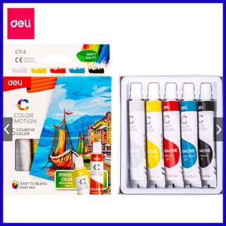 Màu vẽ chuồn chuồn cho bé - màu nước gouache dạng tuýp 12ml deli - 5/12 màu