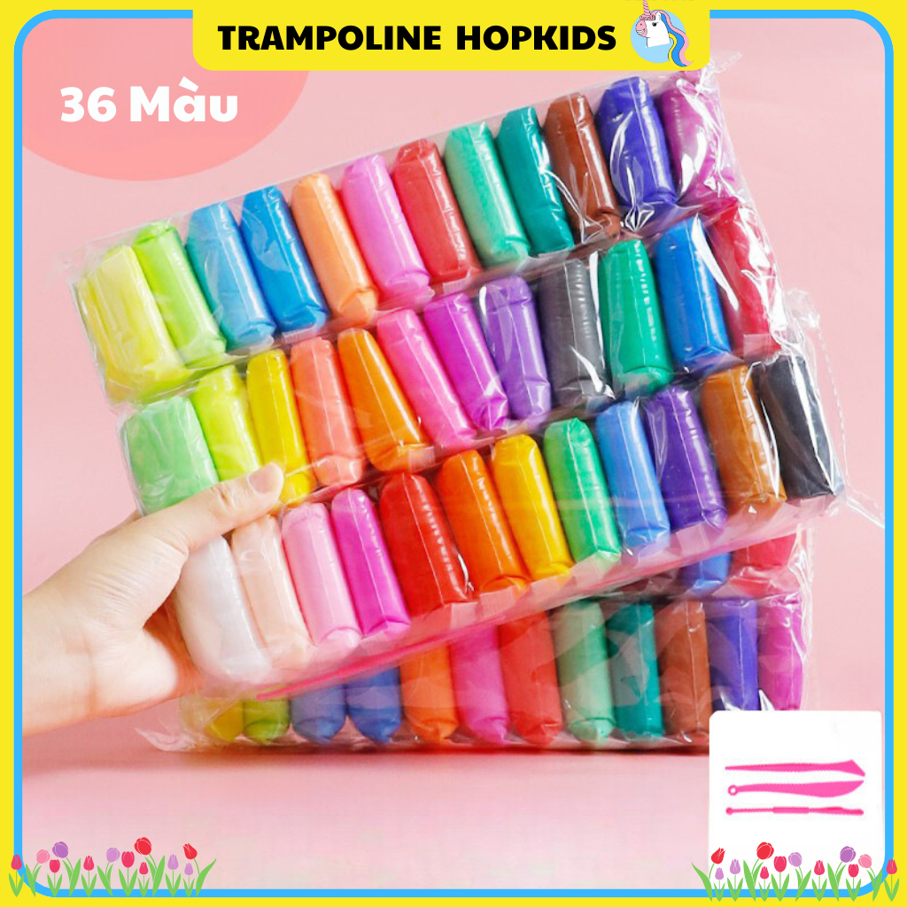 Đất Nặn, Đất Sét Nhật Siêu Nhẹ Không Dính Tay 12/24/36 Màu Túi Zip Cao Cấp An Toàn Dành Cho Bé Làm Slime Trang Trí