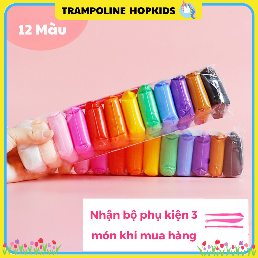 Đất Nặn, Đất Sét Nhật Siêu Nhẹ Không Dính Tay 12/24/36 Màu Túi Zip Cao Cấp An Toàn Dành Cho Bé Làm Slime Trang Trí