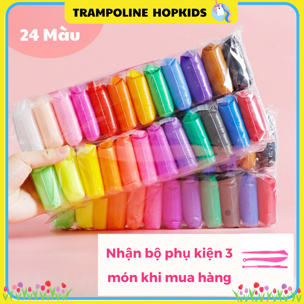 Đất Nặn, Đất Sét Nhật Siêu Nhẹ Không Dính Tay 12/24/36 Màu Túi Zip Cao Cấp An Toàn Dành Cho Bé Làm Slime Trang Trí