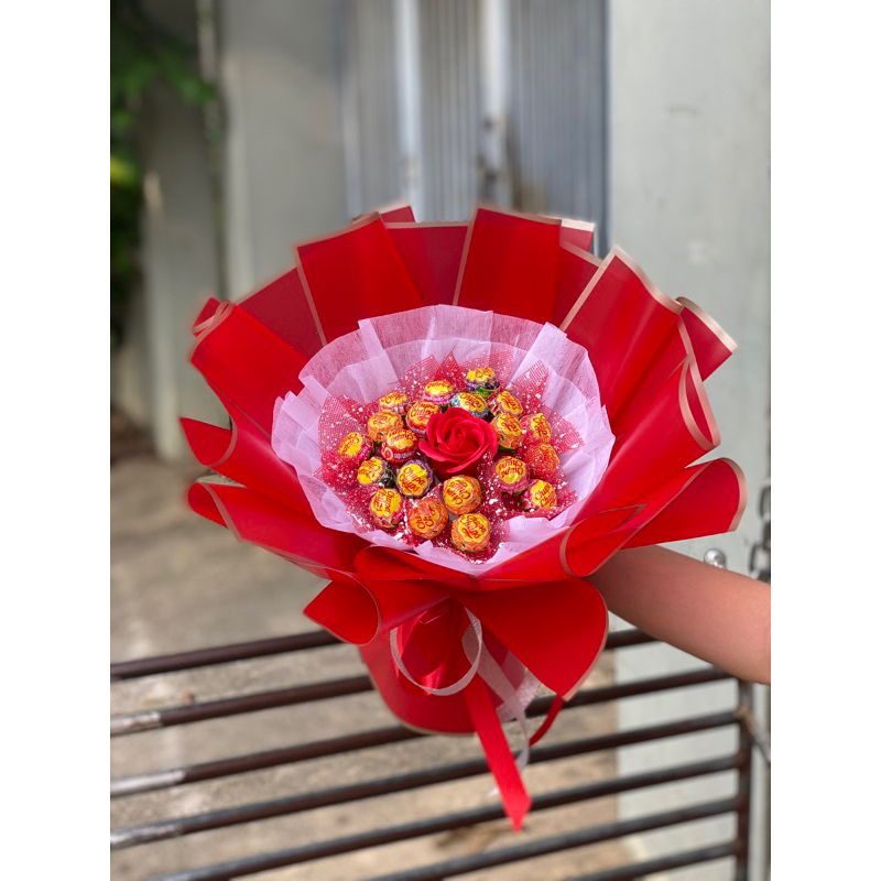 Bó hoa chupachup 20c mix hoa sáp FG4822
