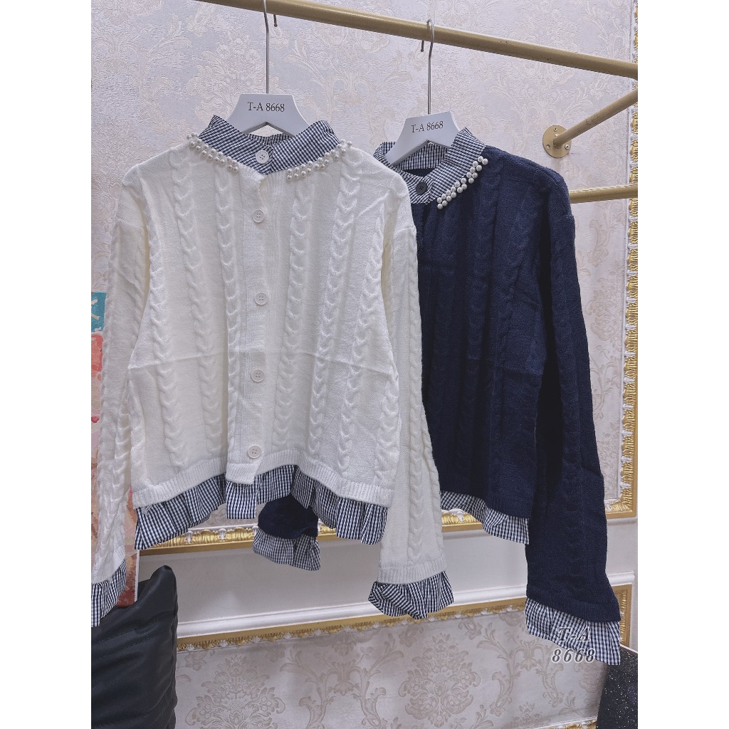 Áo len phối viền sơ mi Giahan_official dáng ngắn loại 1 thời trang thu đông 2023 B1-X